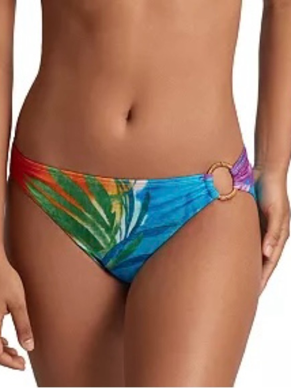 Lauren Ralph Lauren Multicolor Tropical Side-Ring Bikini Bottom
